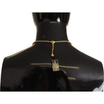 Dolce & Gabbana Gold Rose Love Crystal Charm Chain Necklace SMY100895
