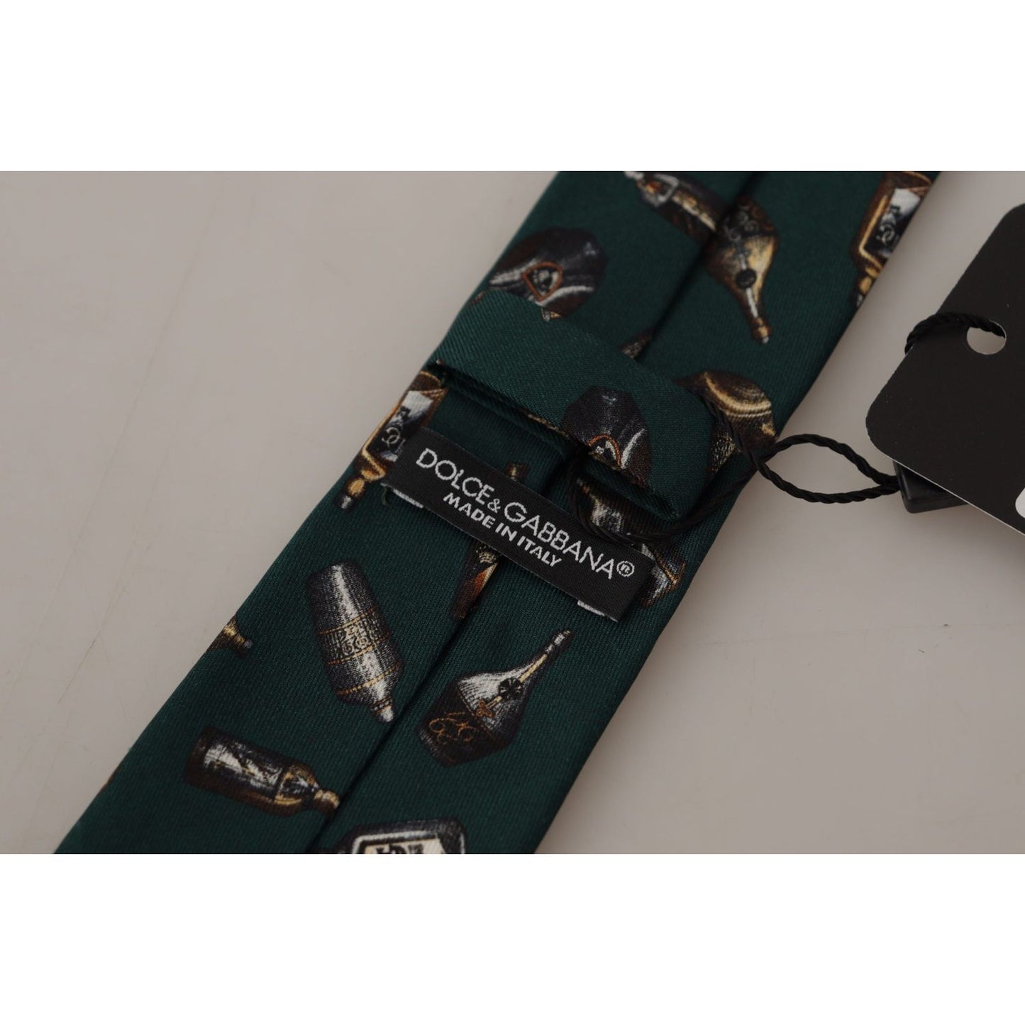 Dolce & Gabbana Black Bottle Fantasy Print Silk Adjustable Accessory Tie KRA3170