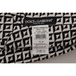 Dolce & Gabbana Black White Geometric 100% Silk Adjustable Accessory Tie KRA3194