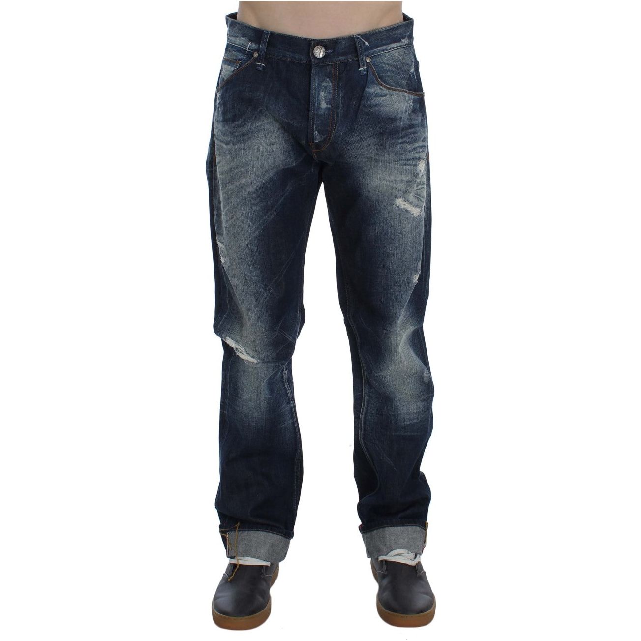 Acht Blue Wash Cotton Denim Regular Fit Jeans