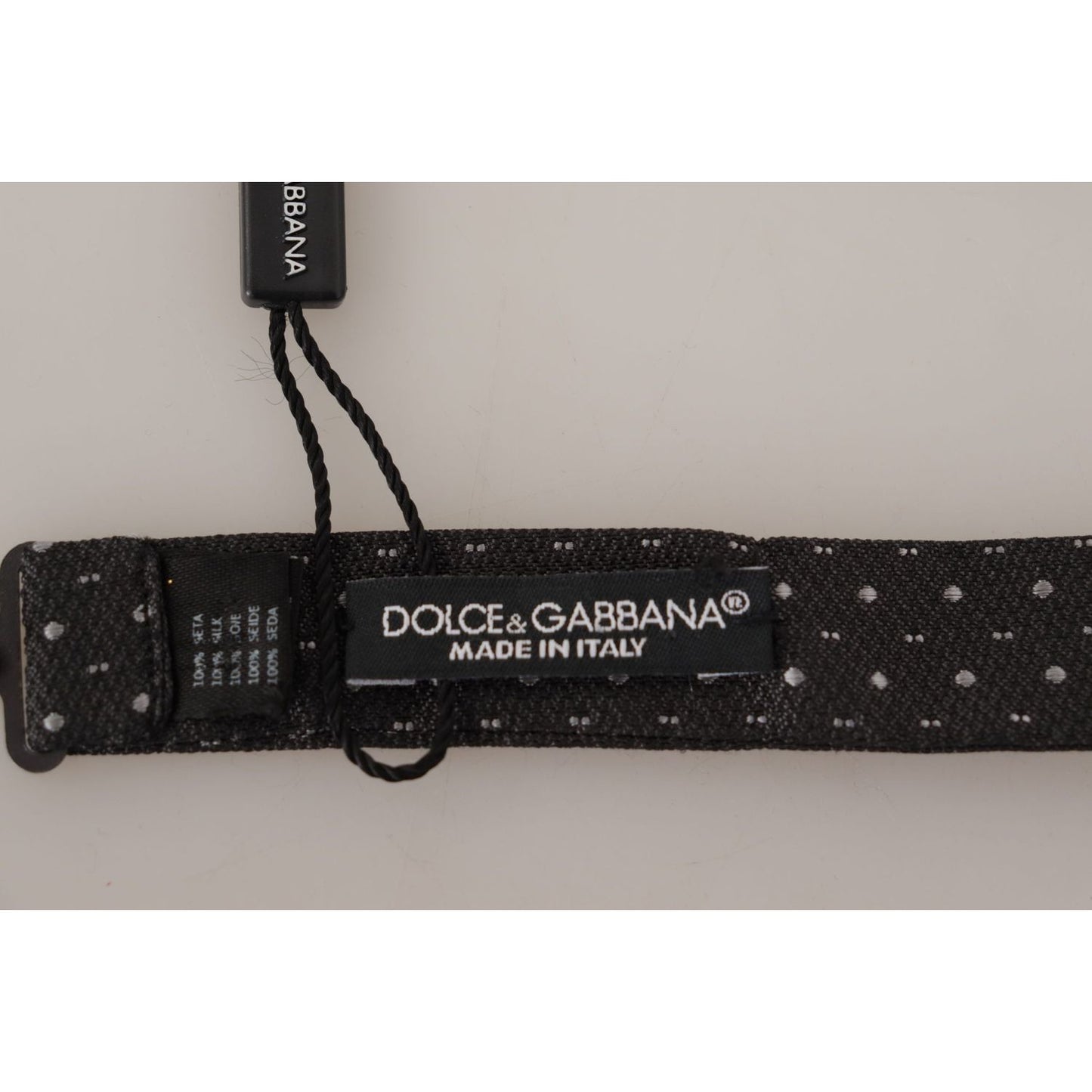 Dolce & Gabbana Gray Polka Dot 100% Silk Neck Papillon Tie FT3591