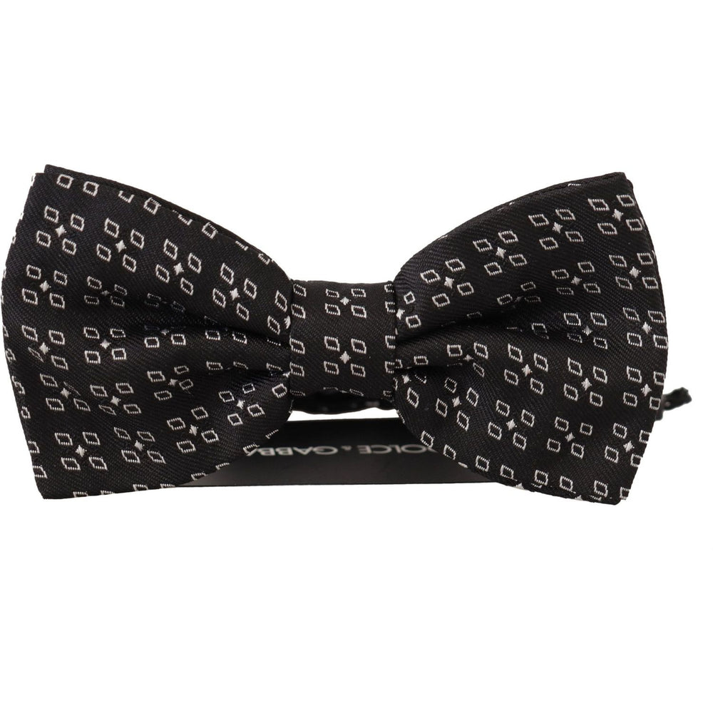 Dolce & Gabbana Black White Polka Dot 100% Silk Neck Papillon Tie FT3596