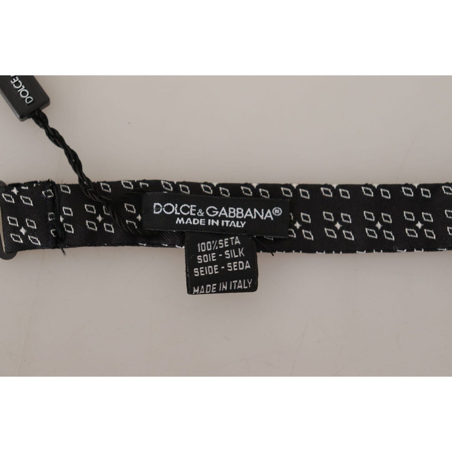 Dolce & Gabbana Black White Polka Dot 100% Silk Neck Papillon Tie FT3596