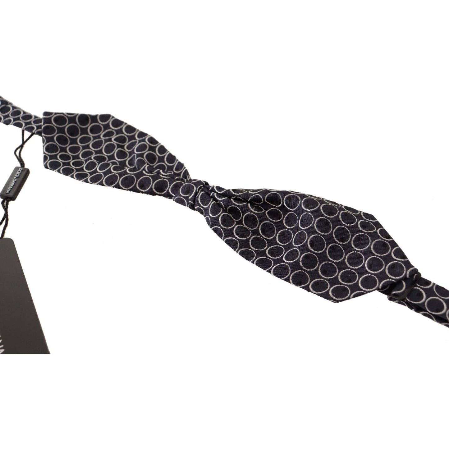Dolce & Gabbana Black White Round 100% Silk Neck Papillon Tie FT3605