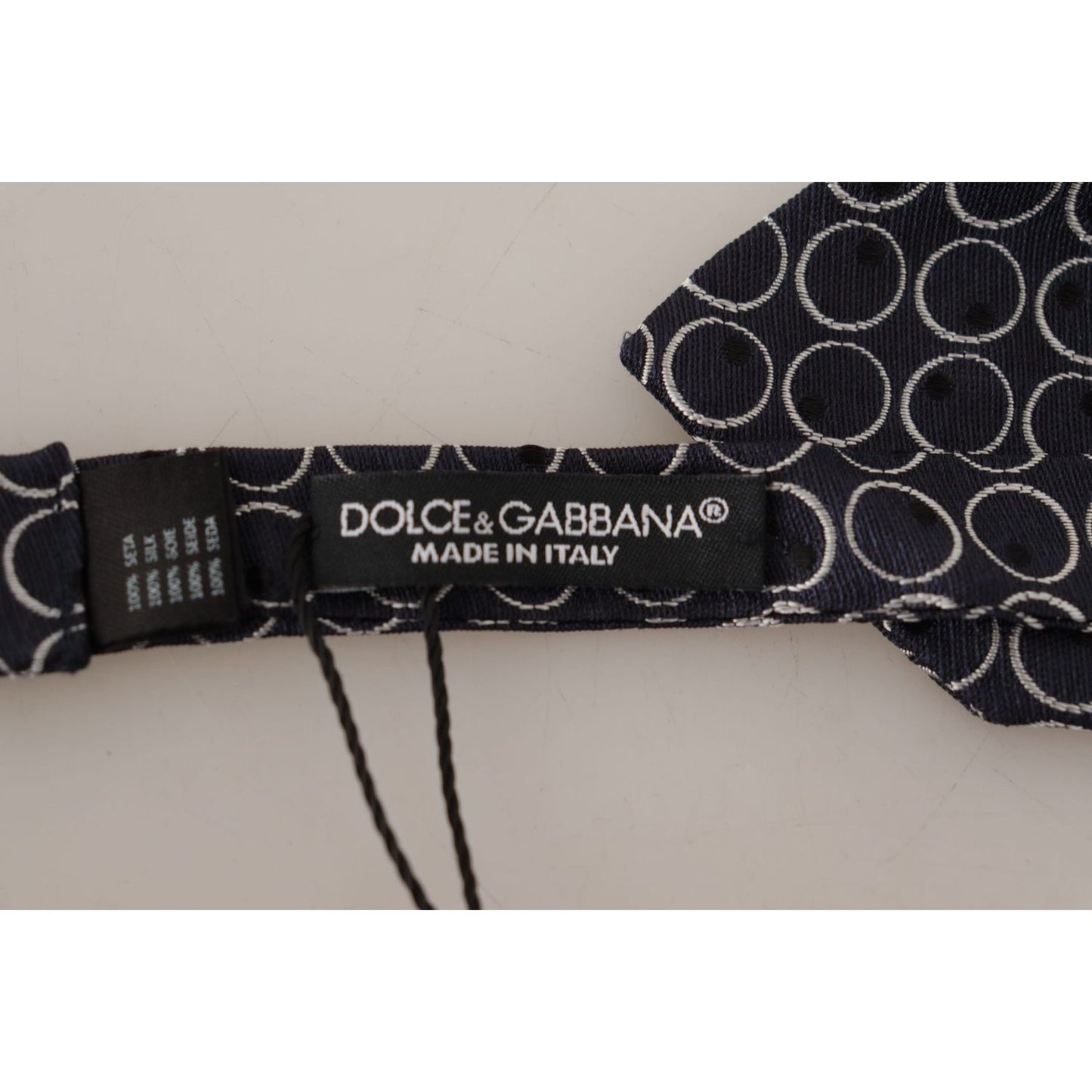 Dolce & Gabbana Black White Round 100% Silk Neck Papillon Tie FT3605