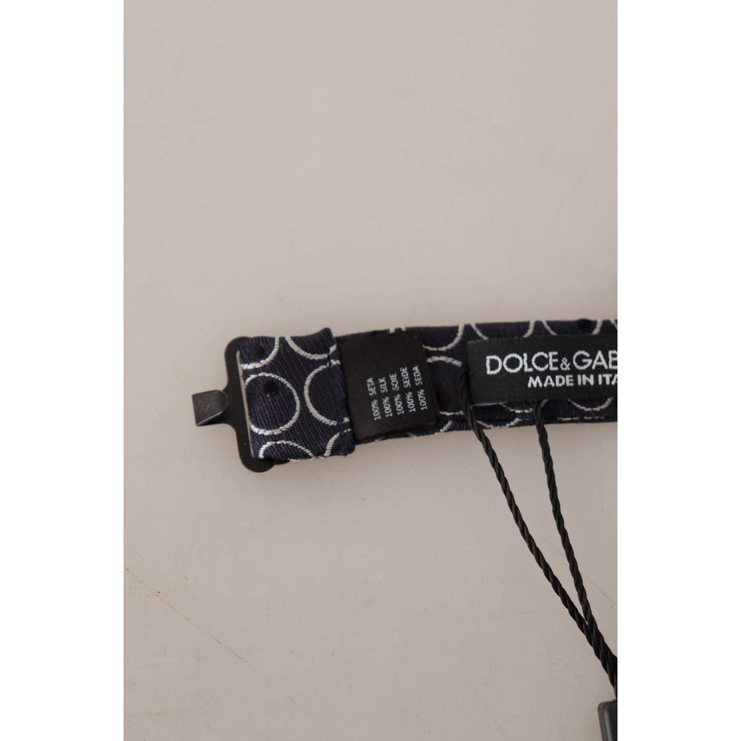 Dolce & Gabbana Black White Round 100% Silk Neck Papillon Tie FT3605