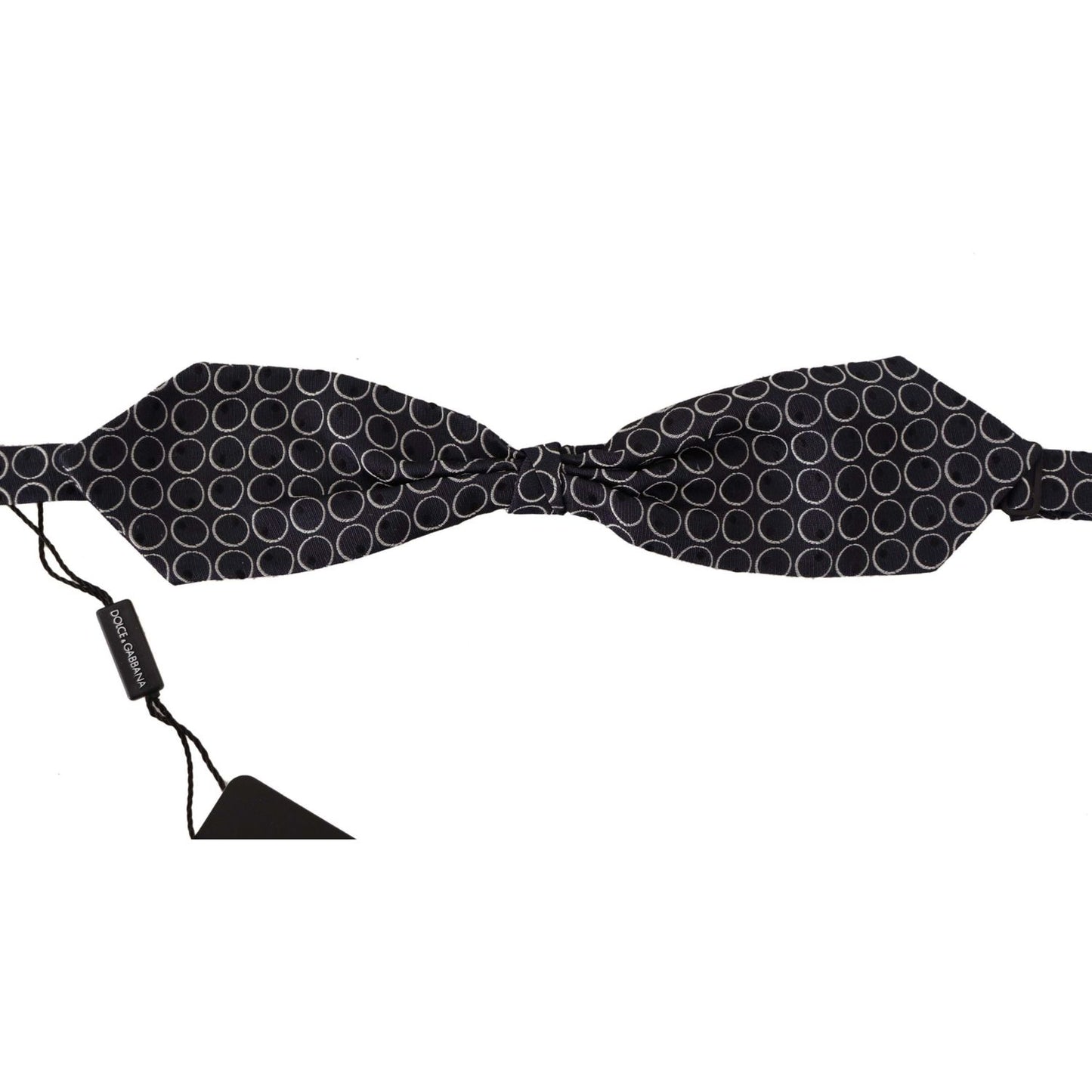 Dolce & Gabbana Black White Round 100% Silk Neck Papillon Tie FT3605