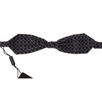 Dolce & Gabbana Black White Round 100% Silk Neck Papillon Tie FT3605