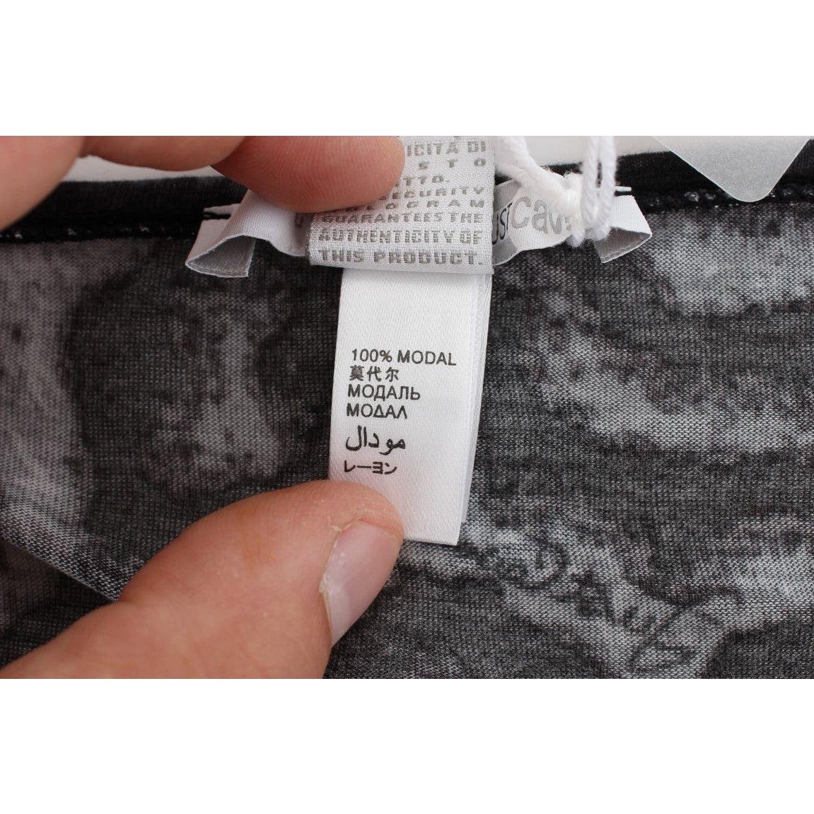 Cavalli Gray Leopard Modal T-Shirt Blouse Top