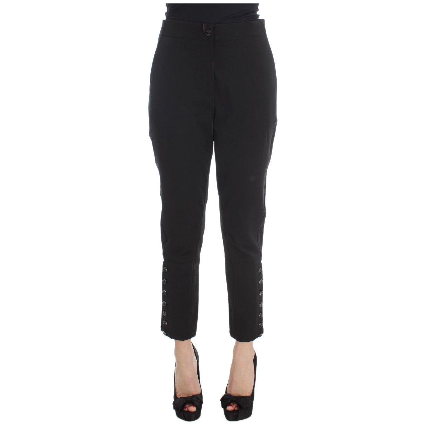 Ermanno Scervino Black Cotton Blend Capri Cropped Pants SIG30401-1