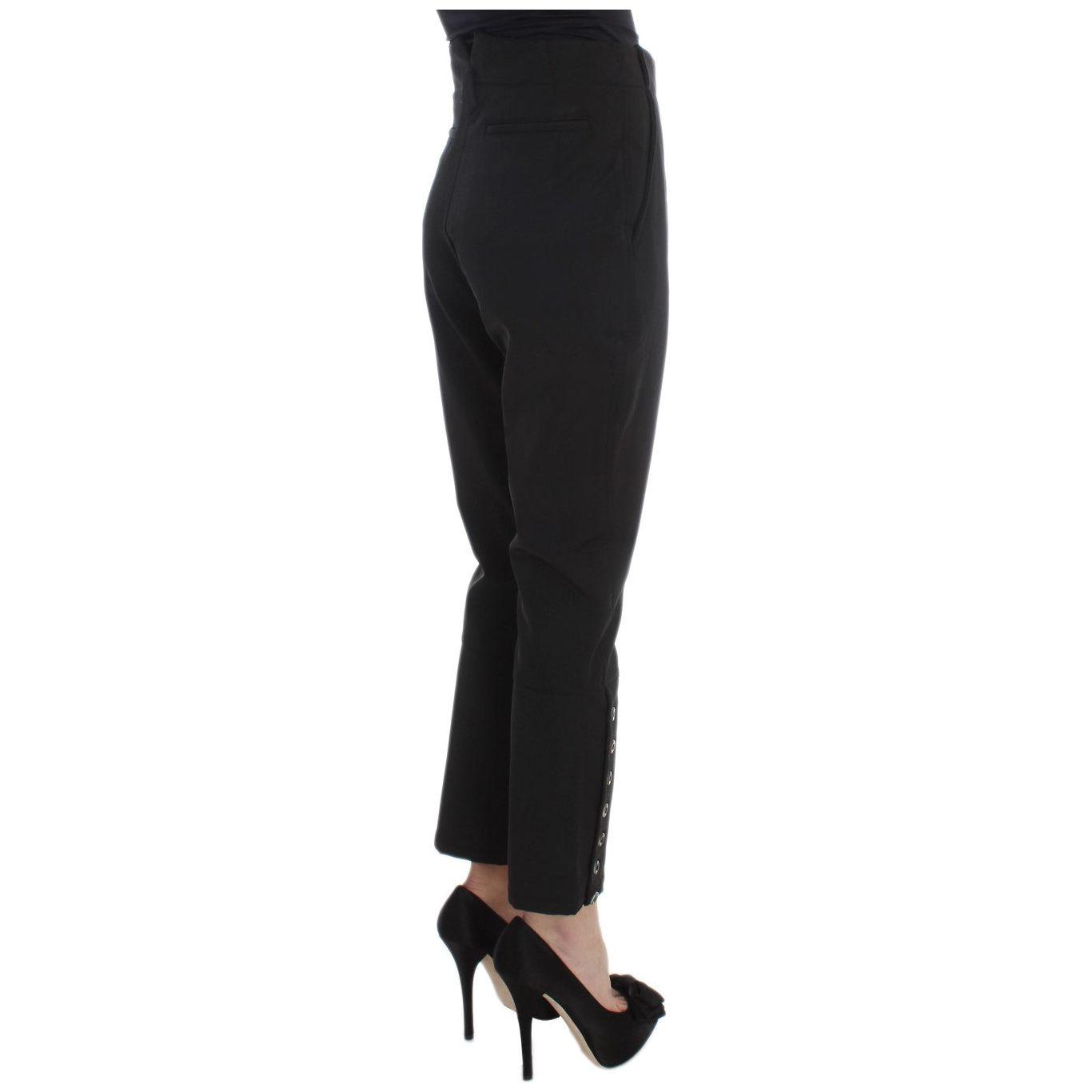 Ermanno Scervino Black Cotton Blend Capri Cropped Pants SIG30401-1