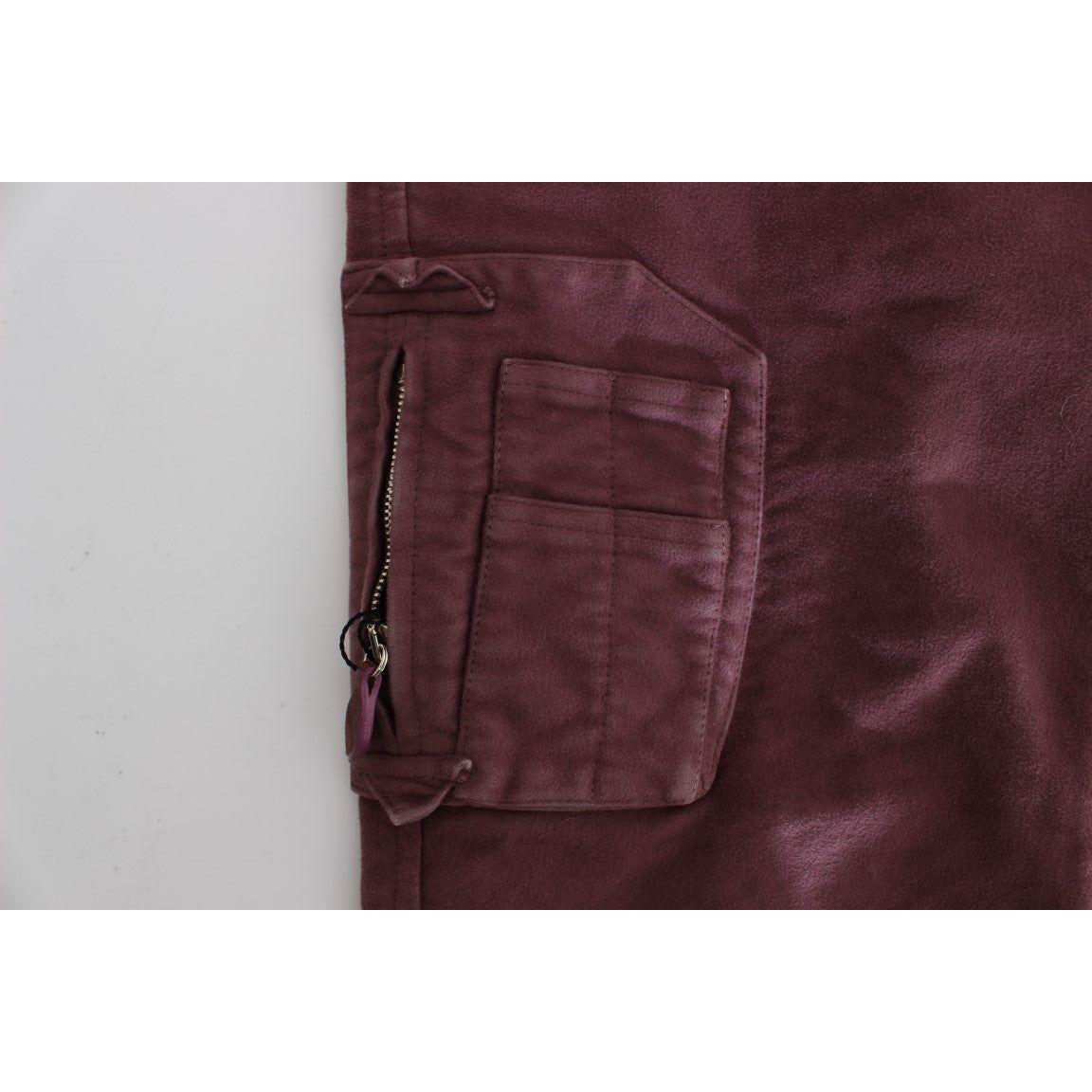 Ermanno Scervino Bordeaux Cotton Cropped Cargo Pants SIG30407-1