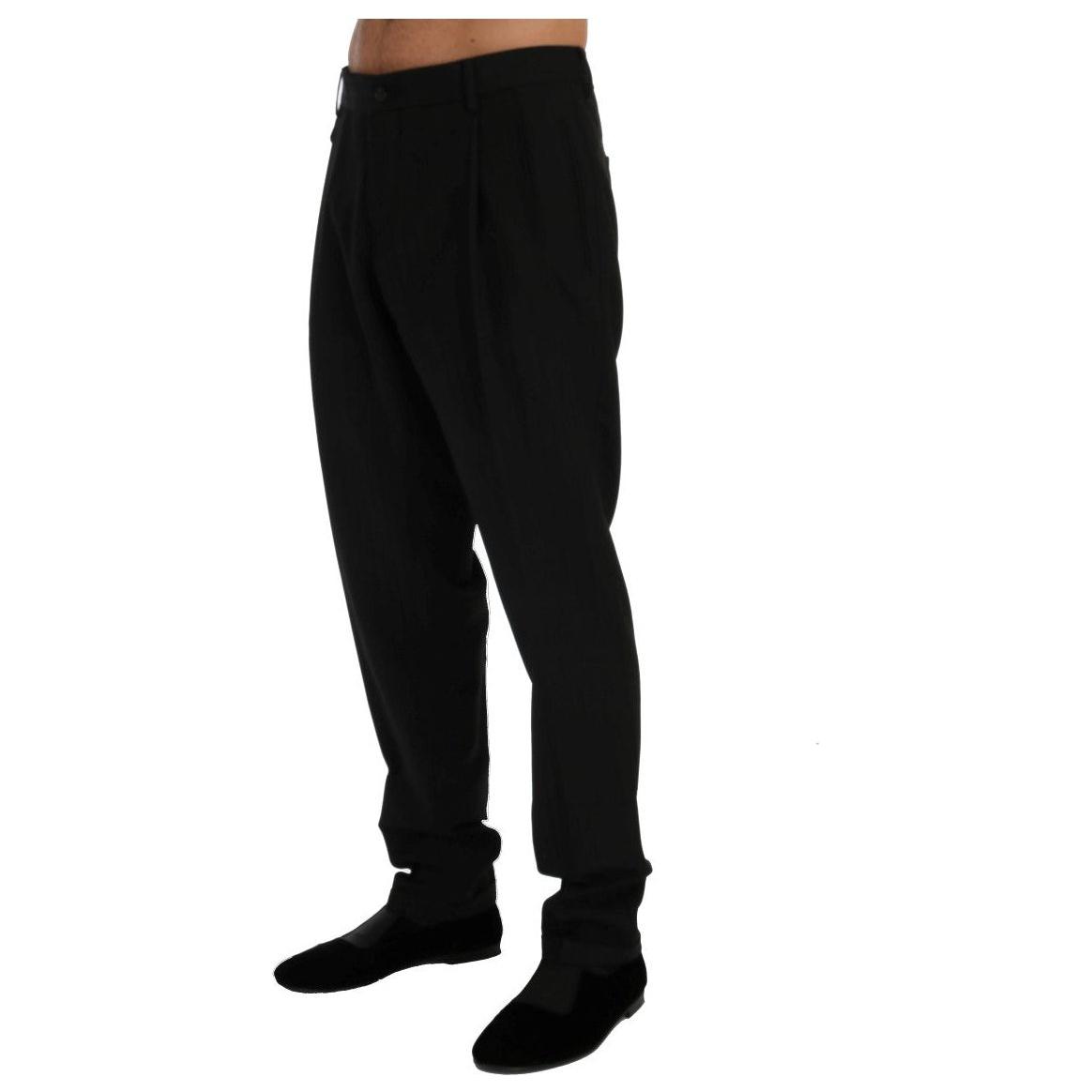 Dolce & Gabbana Black Striped Wool Stretch Pants PAN60381-54
