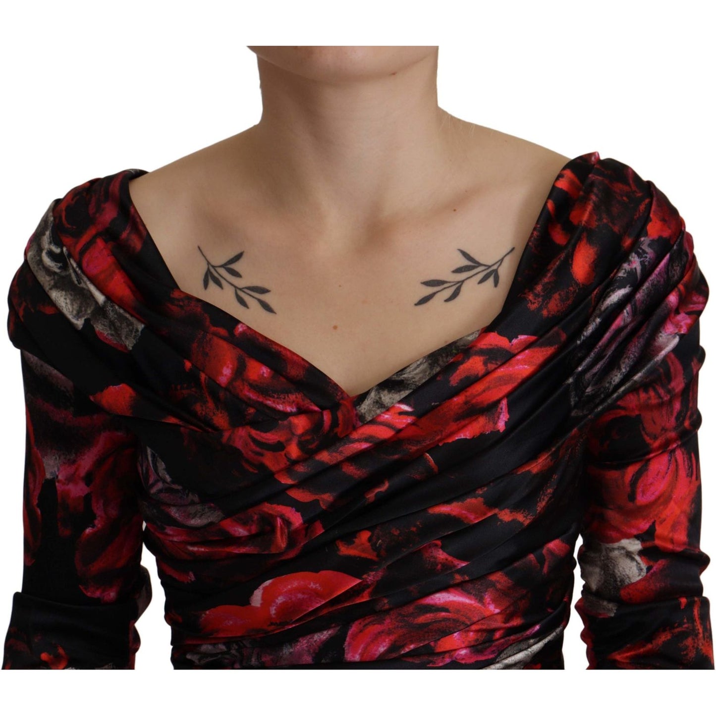 Dolce & Gabbana Black Floral Roses A-Line Sheath Gown Dress DR28764 -36