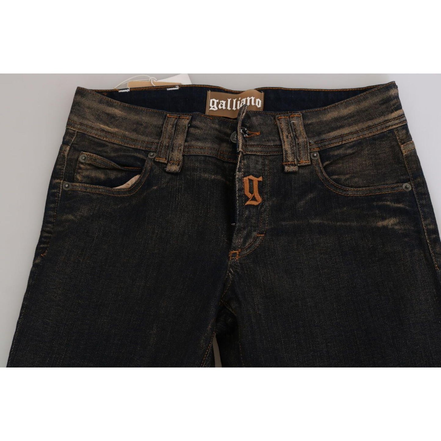 John Galliano Black Washed Mid Waist Flared Denim Pants Cotton PAN70554- 24