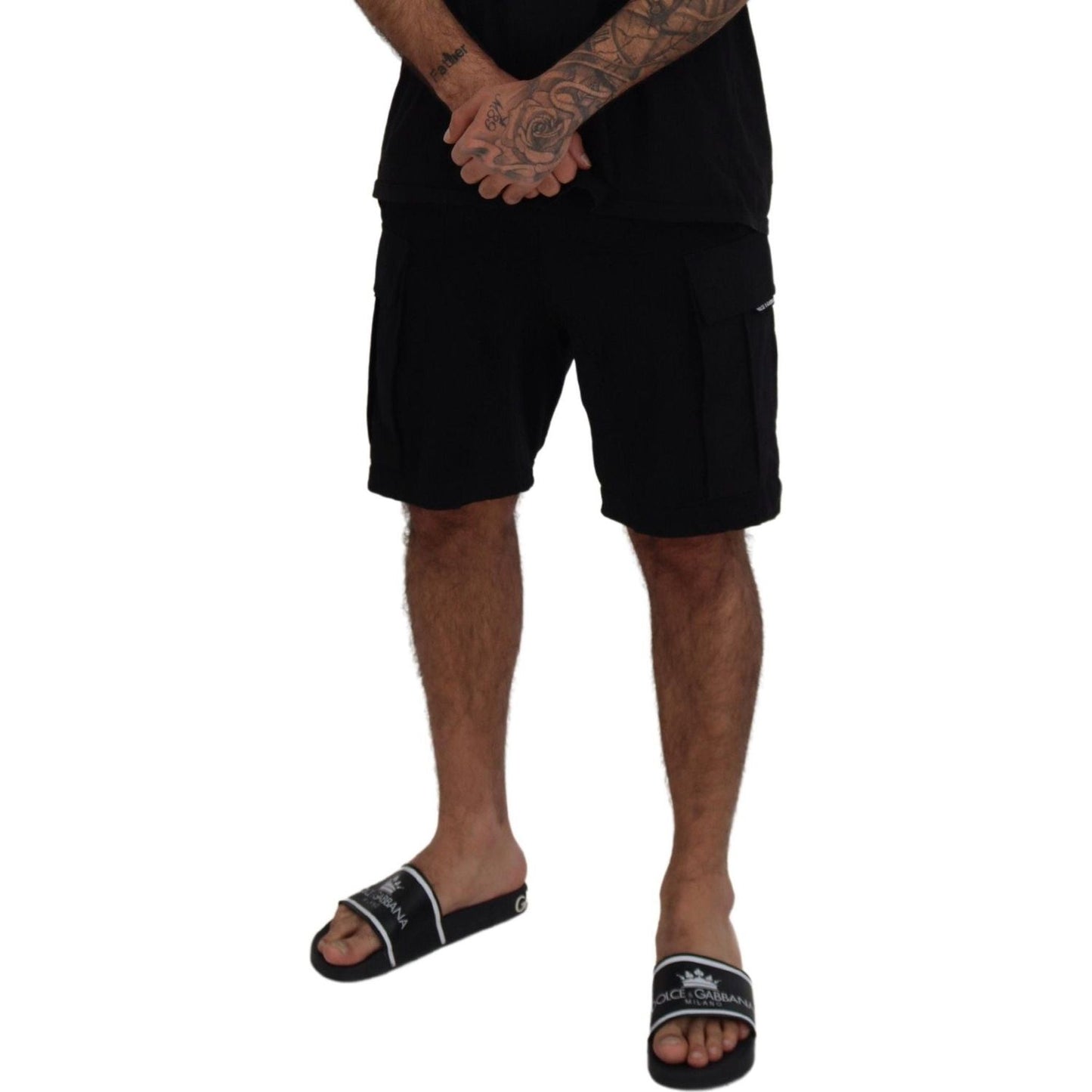 Dolce & Gabbana Black Cotton Bermuda Cargo Shorts PAN74014- 44