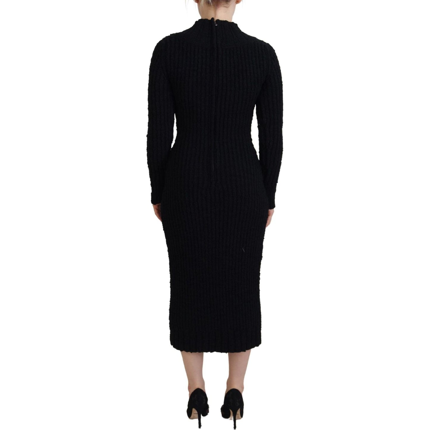 Dolce & Gabbana Black Wool Knitted Sheath Sweater Dress DR28790- 36