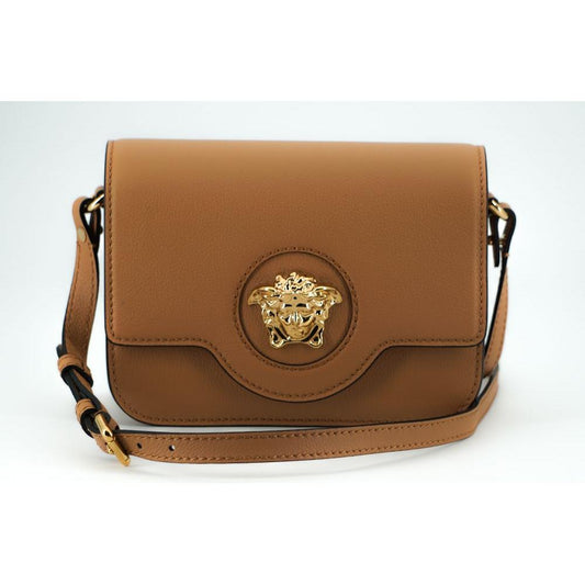 Versace Elegant Calf Leather Shoulder Bag in Brown WOMAN SHOULDER BAGS