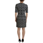 Dolce & Gabbana Black Gray Jacquard Sheath Bodycon Dress DR28804- 38