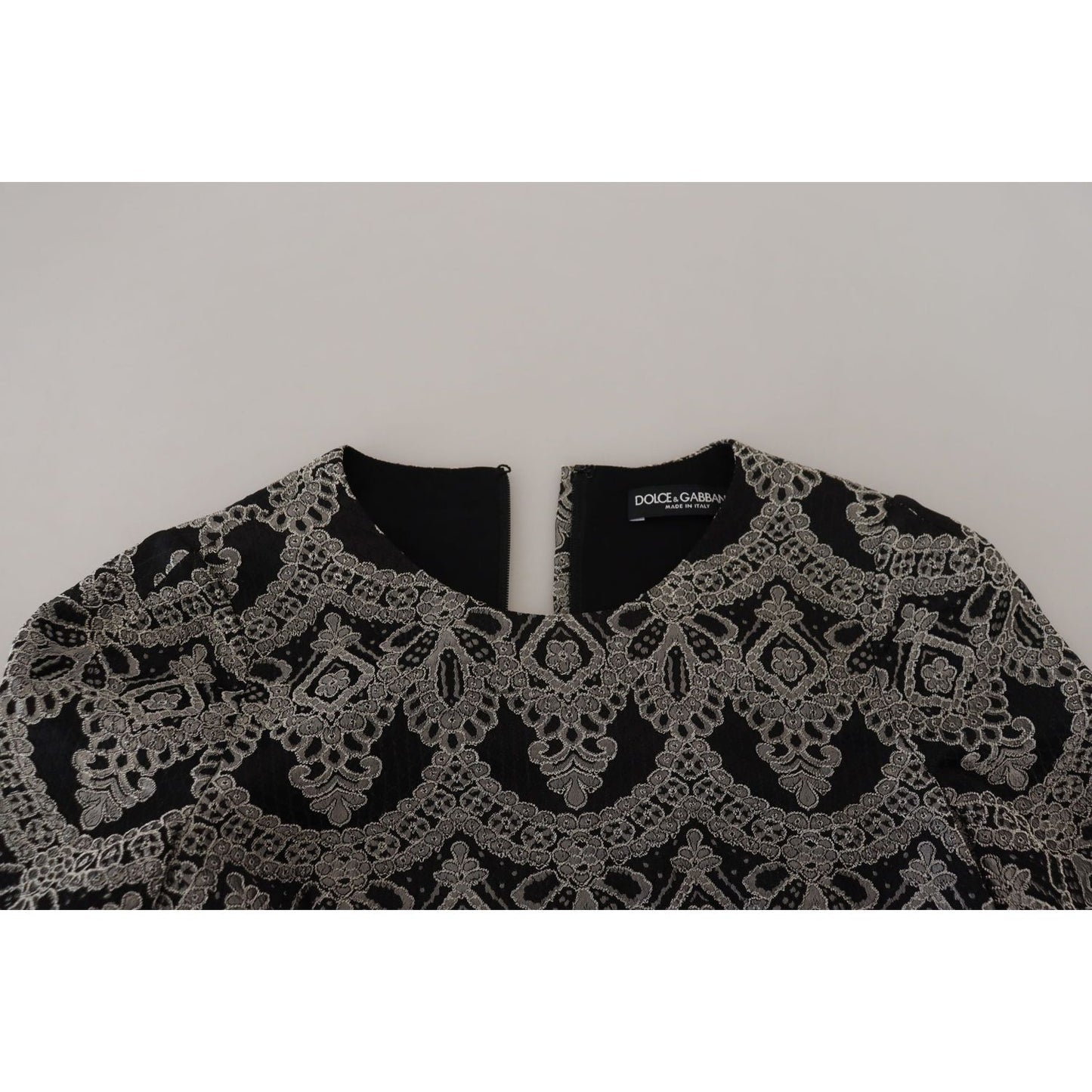 Dolce & Gabbana Black Gray Jacquard Sheath Bodycon Dress DR28804- 38