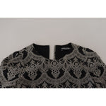 Dolce & Gabbana Black Gray Jacquard Sheath Bodycon Dress DR28804- 38