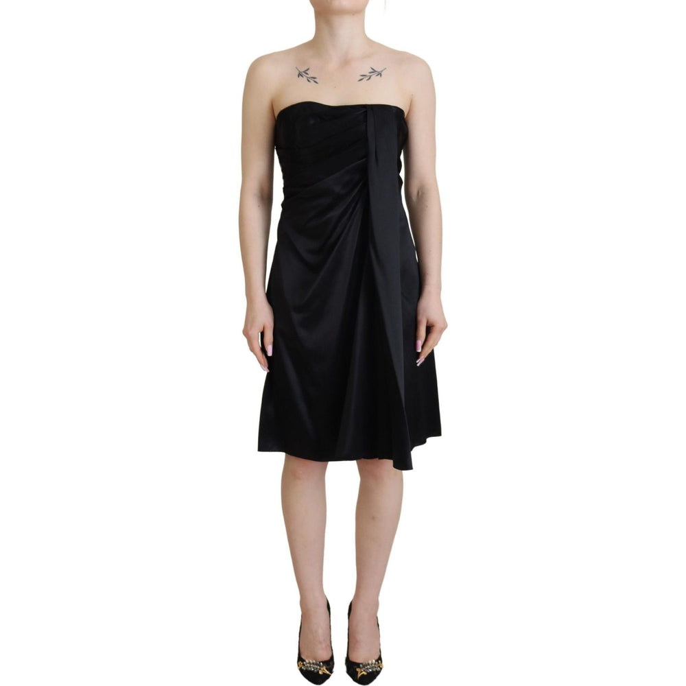 Dolce & Gabbana Black Silk Shift Short Mini Party Dress DR28813- 38