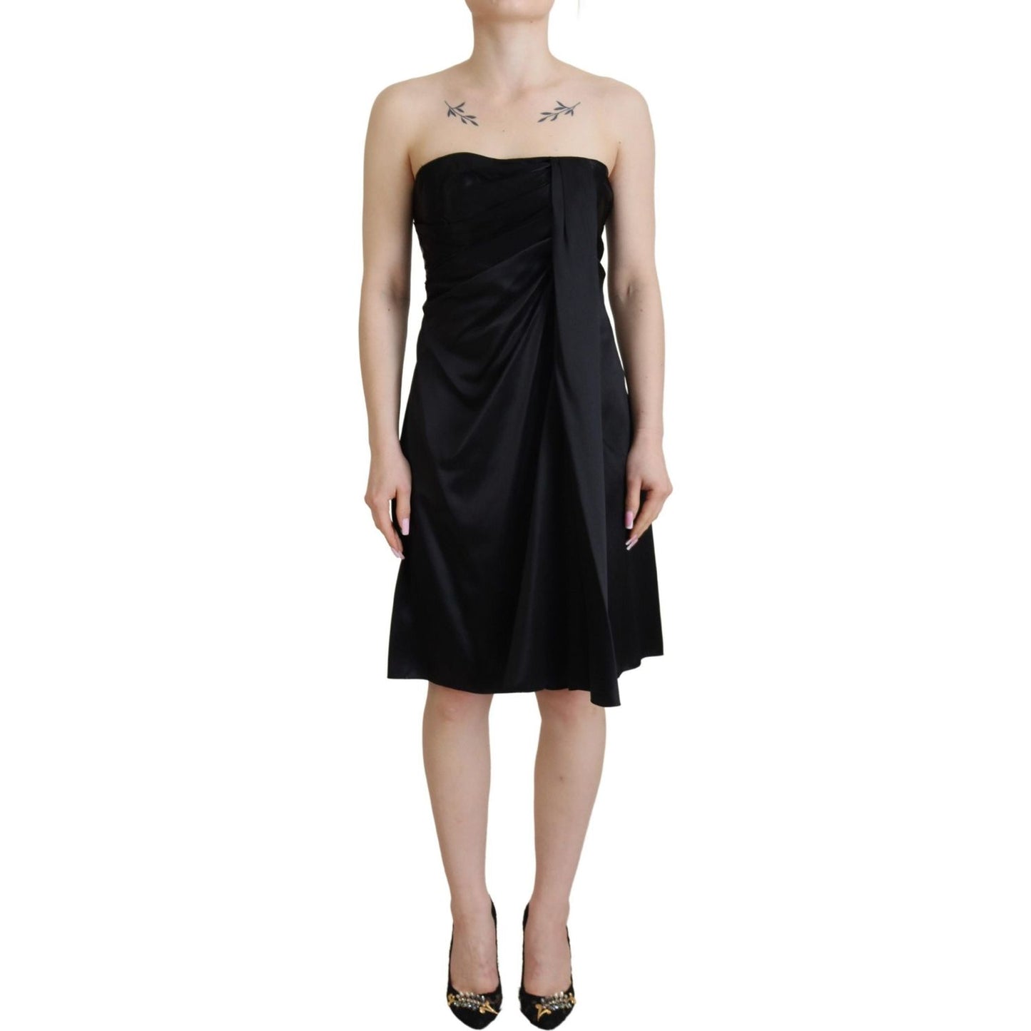 Dolce & Gabbana Black Silk Shift Short Mini Party Dress DR28813- 38