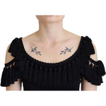 Dolce & Gabbana Black Tank Top Blouse Tassle Cotton Blouse TSH83190- 38