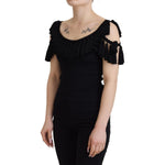 Dolce & Gabbana Black Tank Top Blouse Tassle Cotton Blouse TSH83190- 38