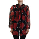 Dolce & Gabbana Black Red Sicily Bag Silk Shirt Top Blouse TSH83192- 40