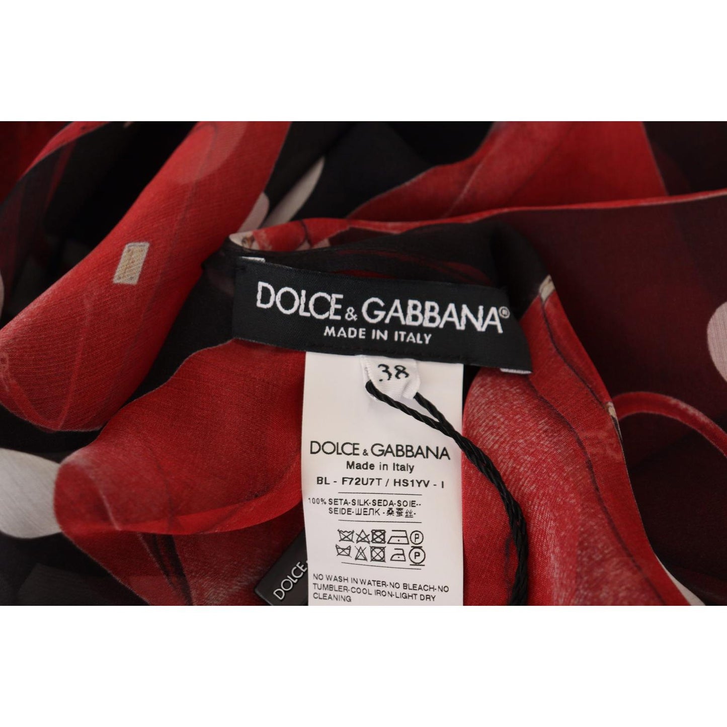 Dolce & Gabbana Black Red Sicily Bag Silk Shirt Top Blouse TSH83192- 40