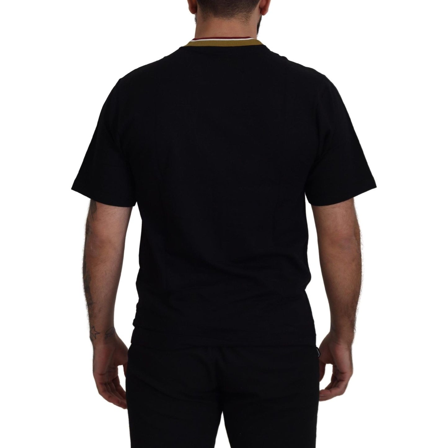 Dolce & Gabbana Black Cotton Embroidered Crewneck T-shirt TSH8106- 44