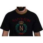 Dolce & Gabbana Black Cotton Embroidered Crewneck T-shirt TSH8106- 44