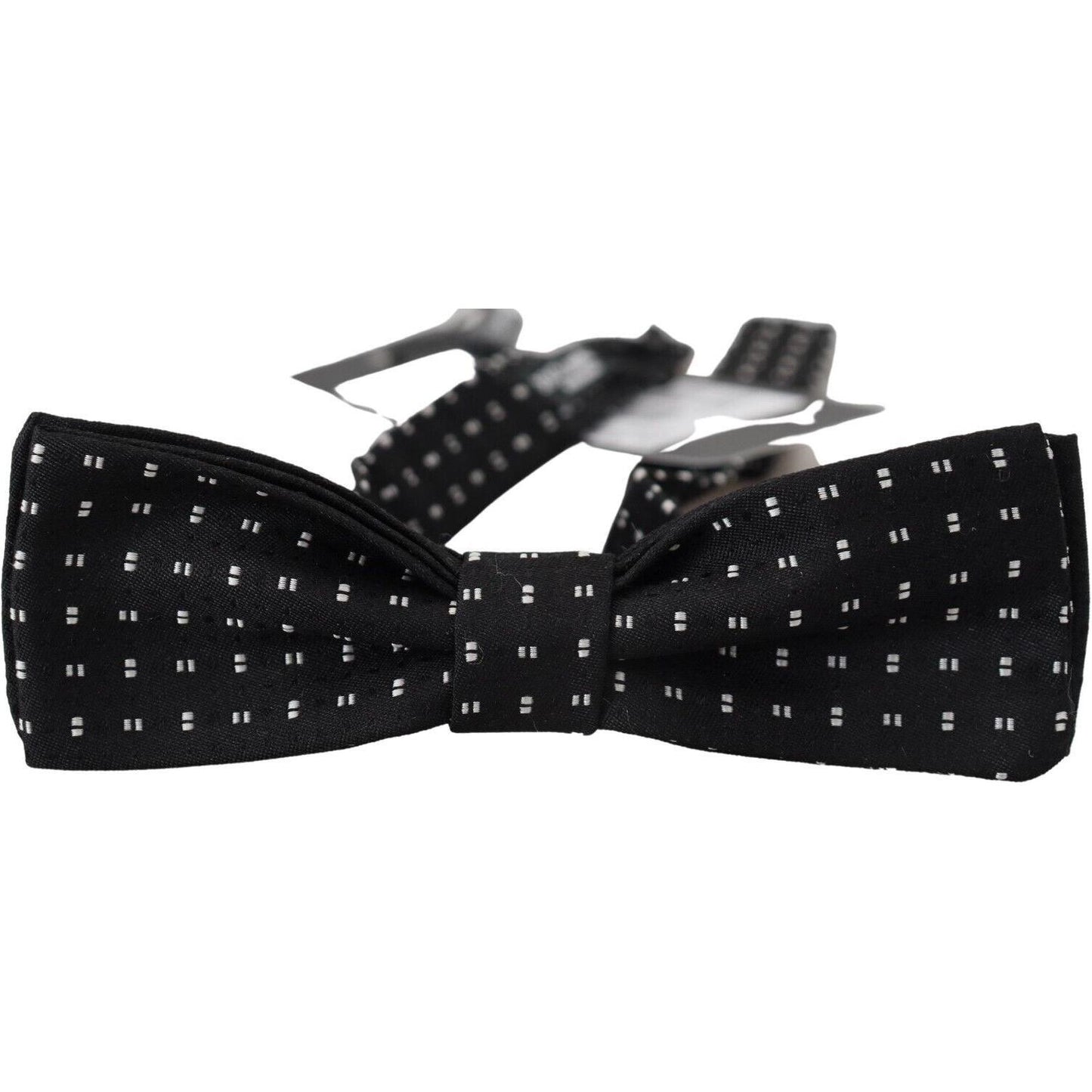 Dolce & Gabbana Black Silk Patterned Neck Papillon Accessory Bow Tie KRA3765