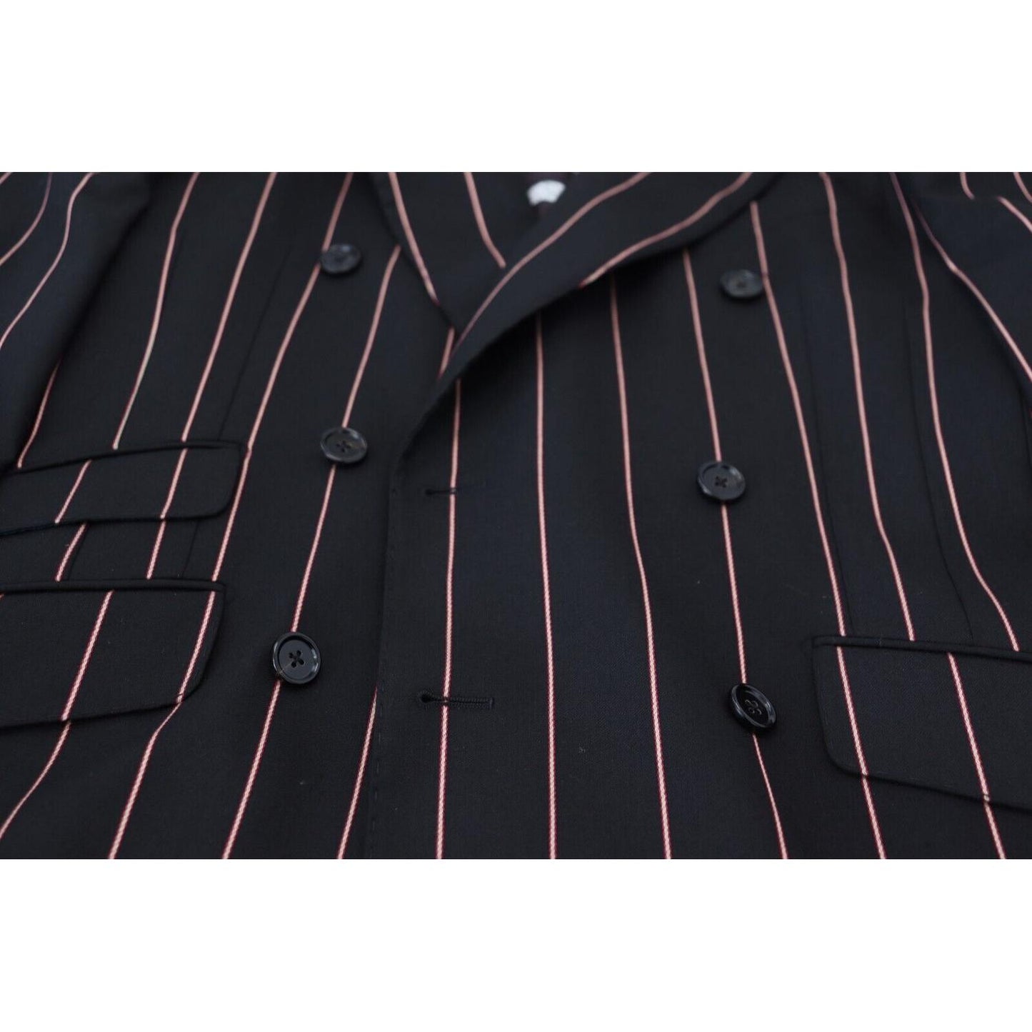Dolce & Gabbana Black Stripes Viscose Double Breasted Blazer JKT3435 - 48