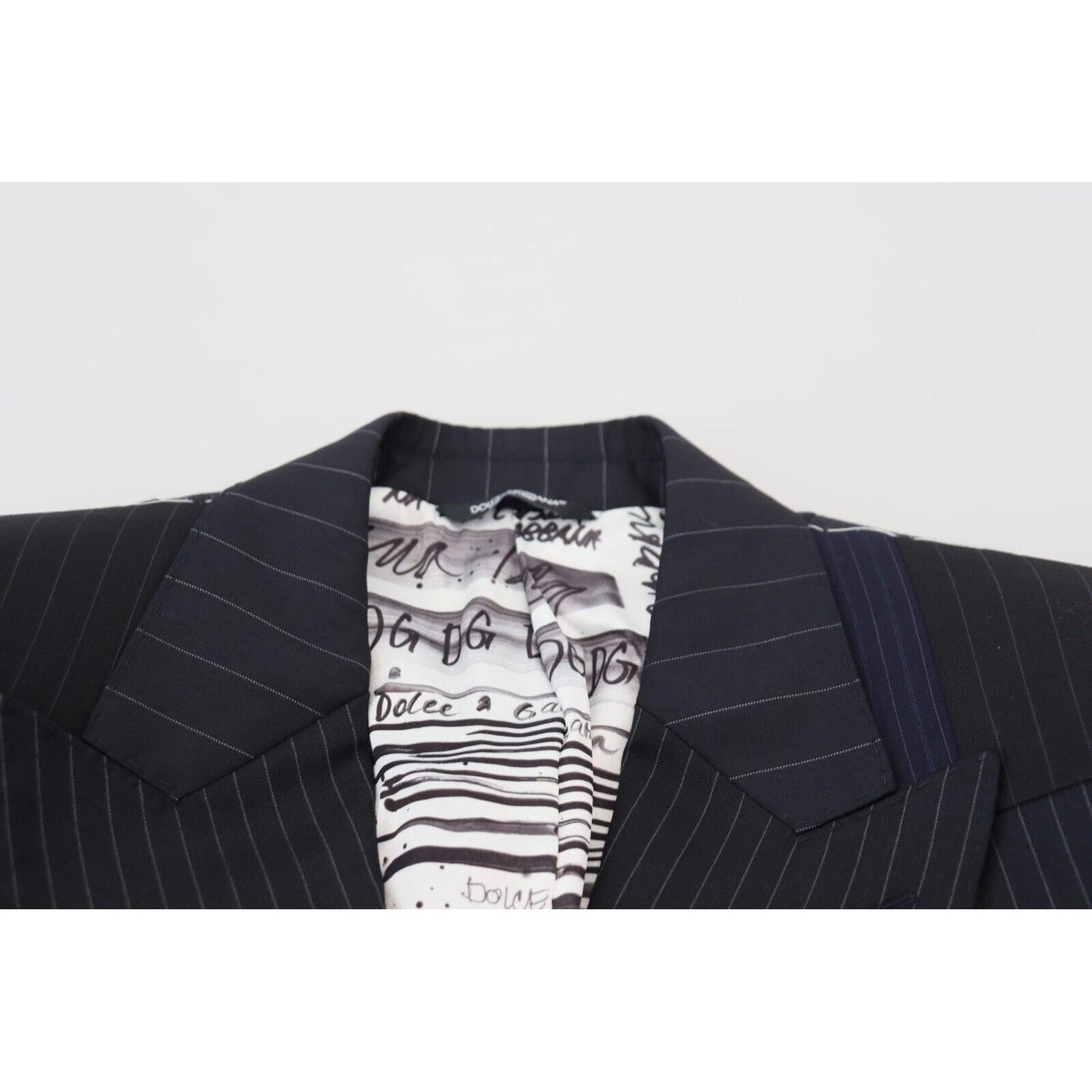 Dolce & Gabbana Blue Wool Patchwork Double Breasted Blazer JKT3452 - 46