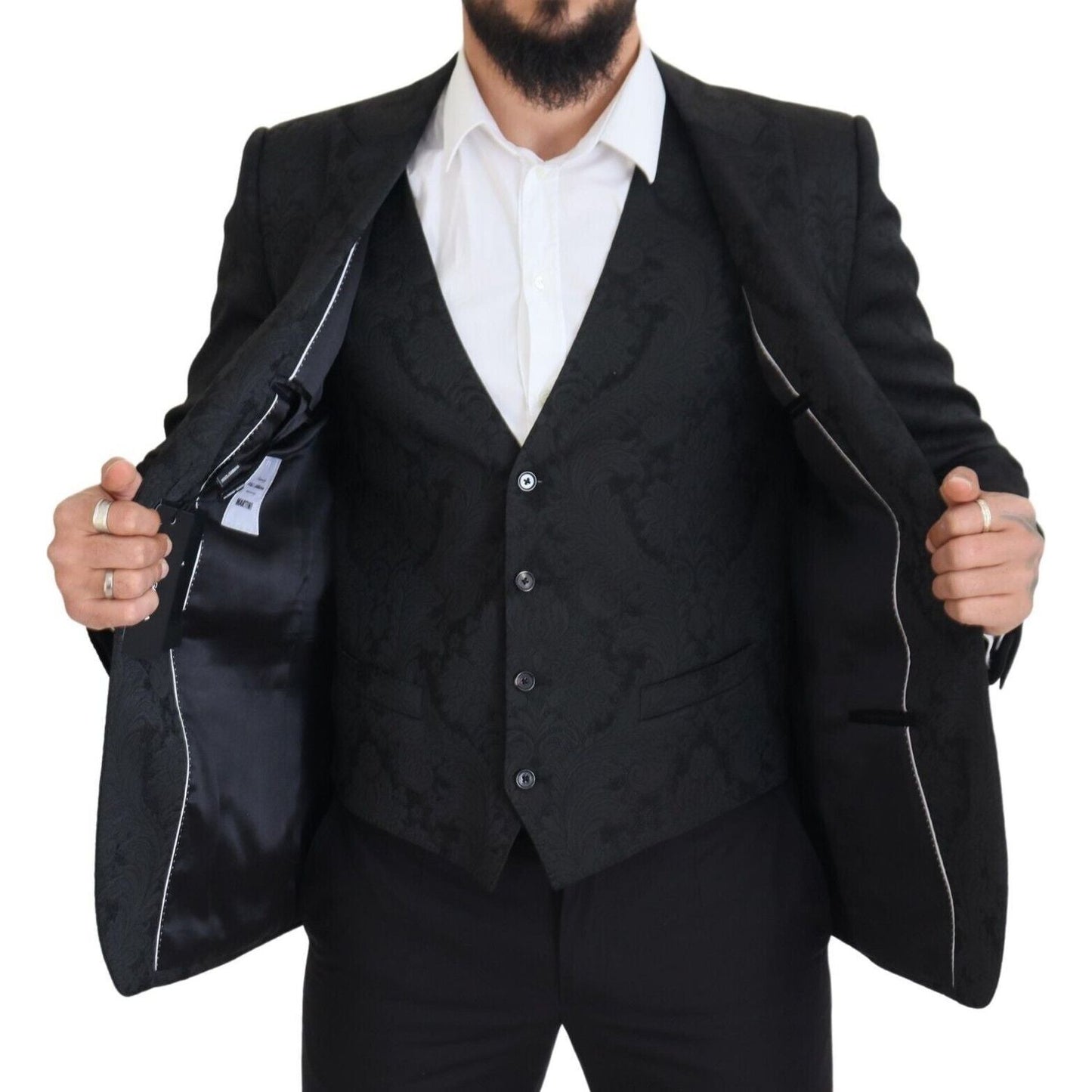 Dolce & Gabbana Black Floral Brocade 2 Piece MARTINI Suit JKT3460 - 50