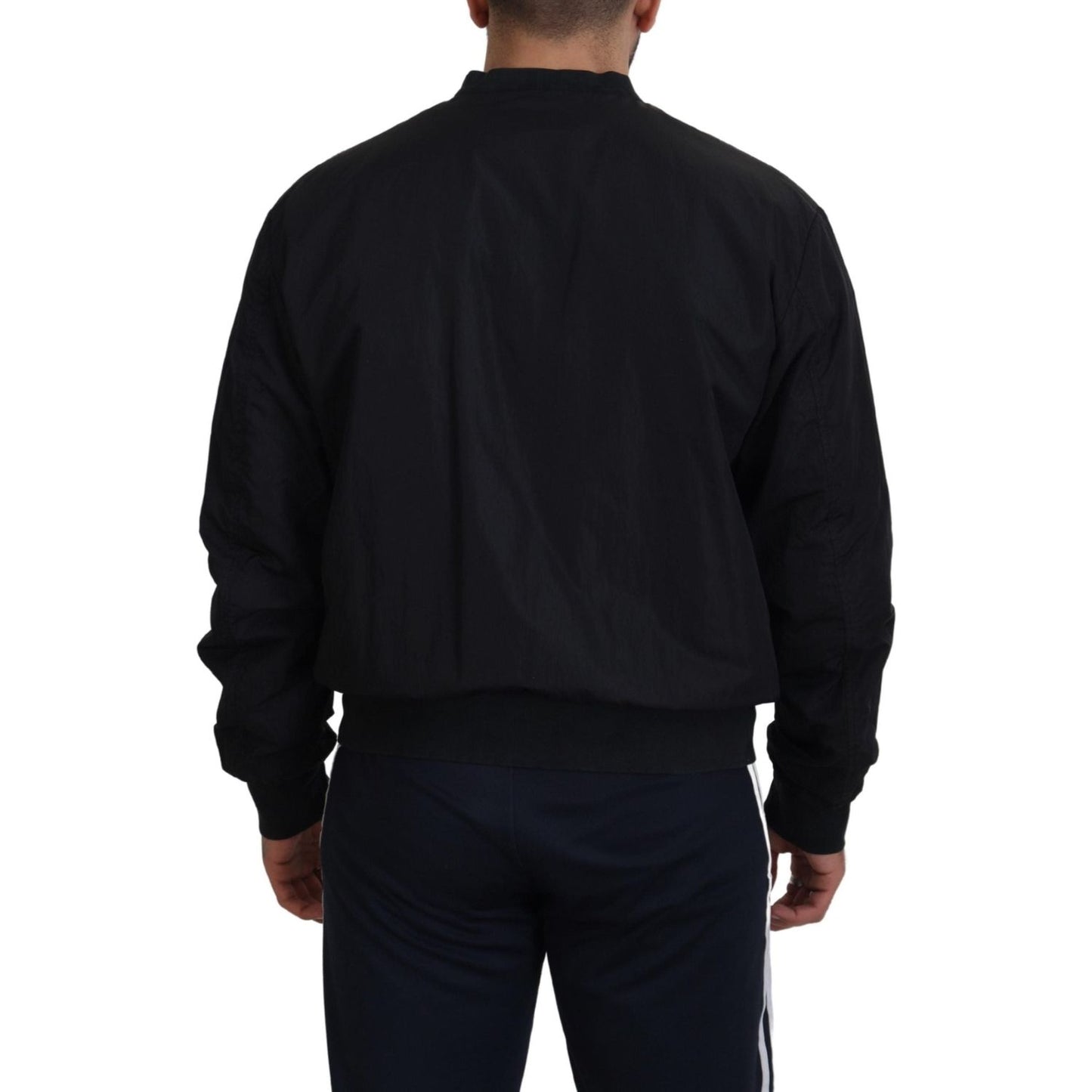 Dolce & Gabbana Black Nylon Logo Bomber Zipper Jacket JKT3478- 46