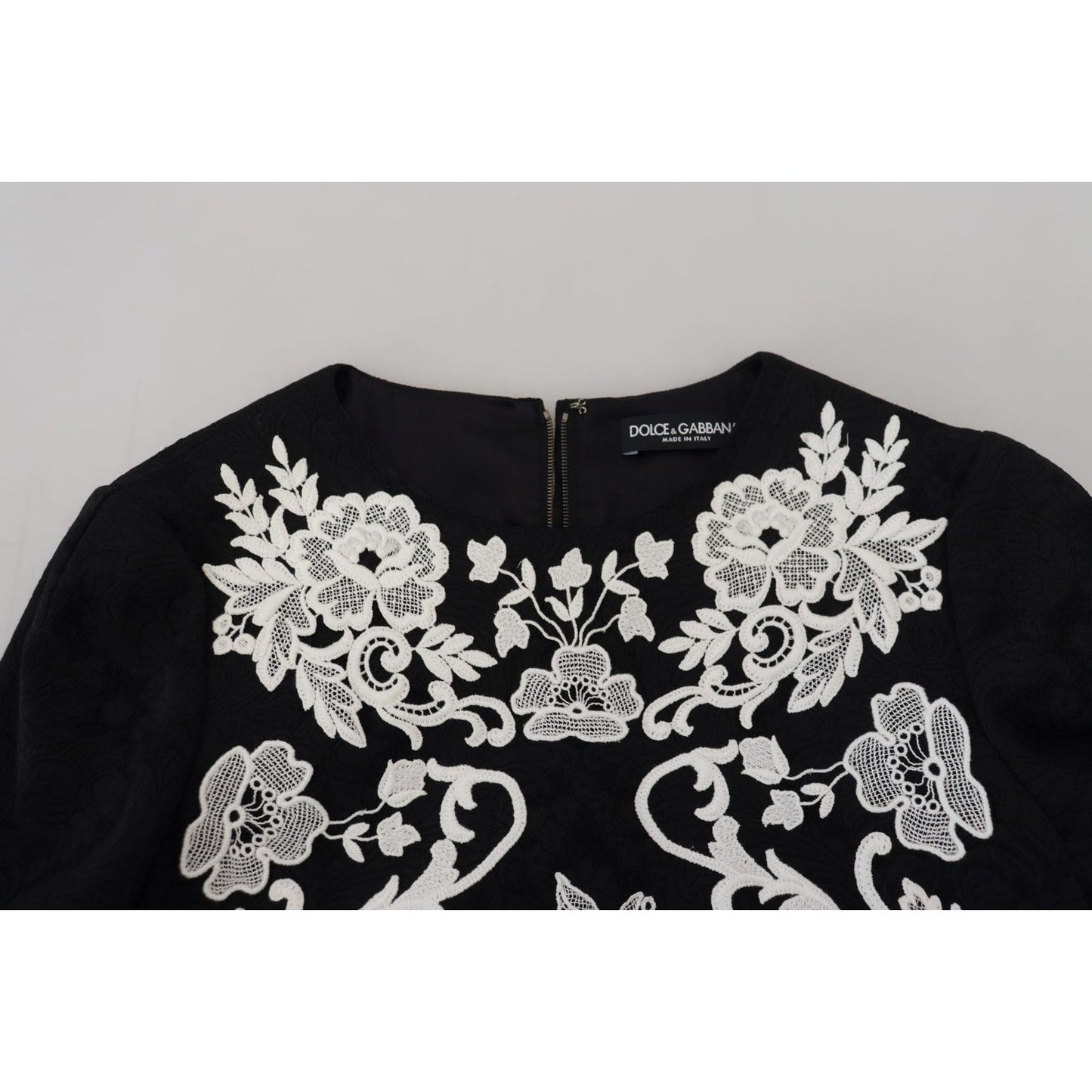 Dolce & Gabbana Black Lace Trim Half Sleeves A-line Dress PAN28794 - 42