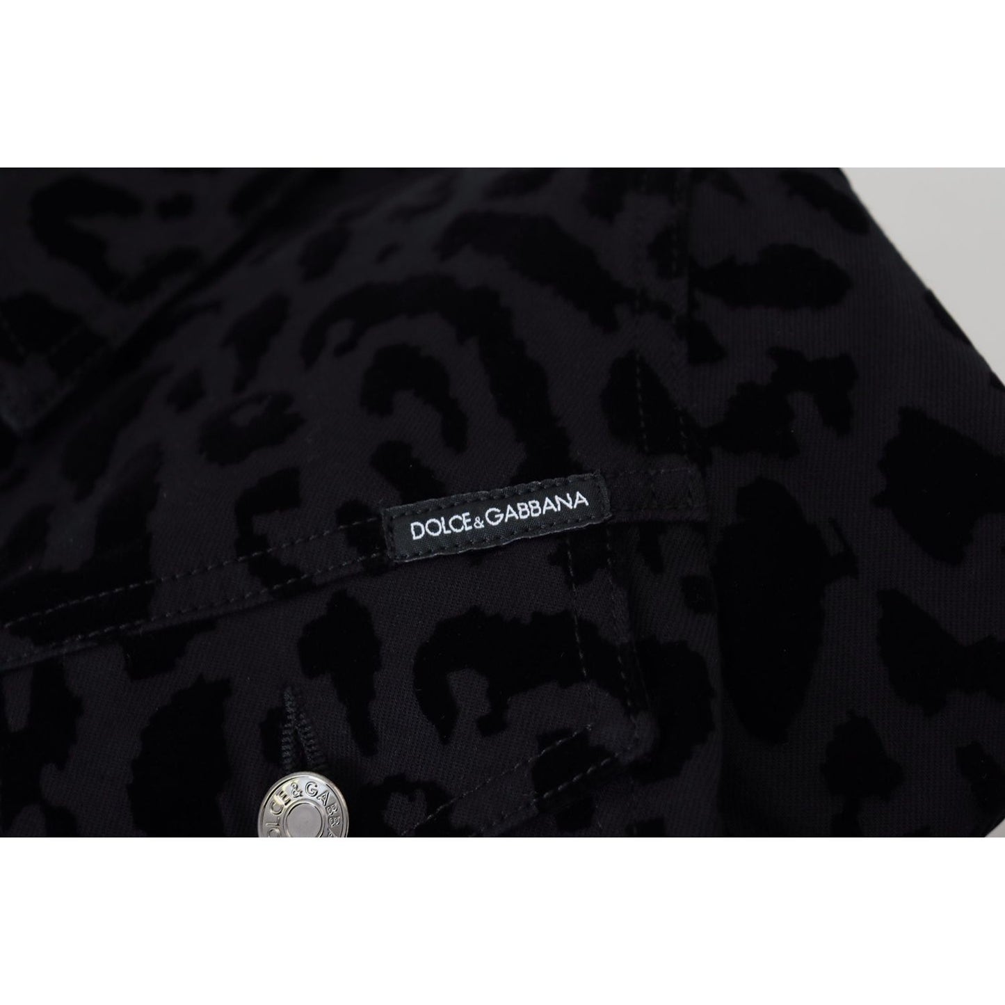Dolce & Gabbana Black Leopard Long Sleeve Denim Cotton Jacket JKT3471 - 40