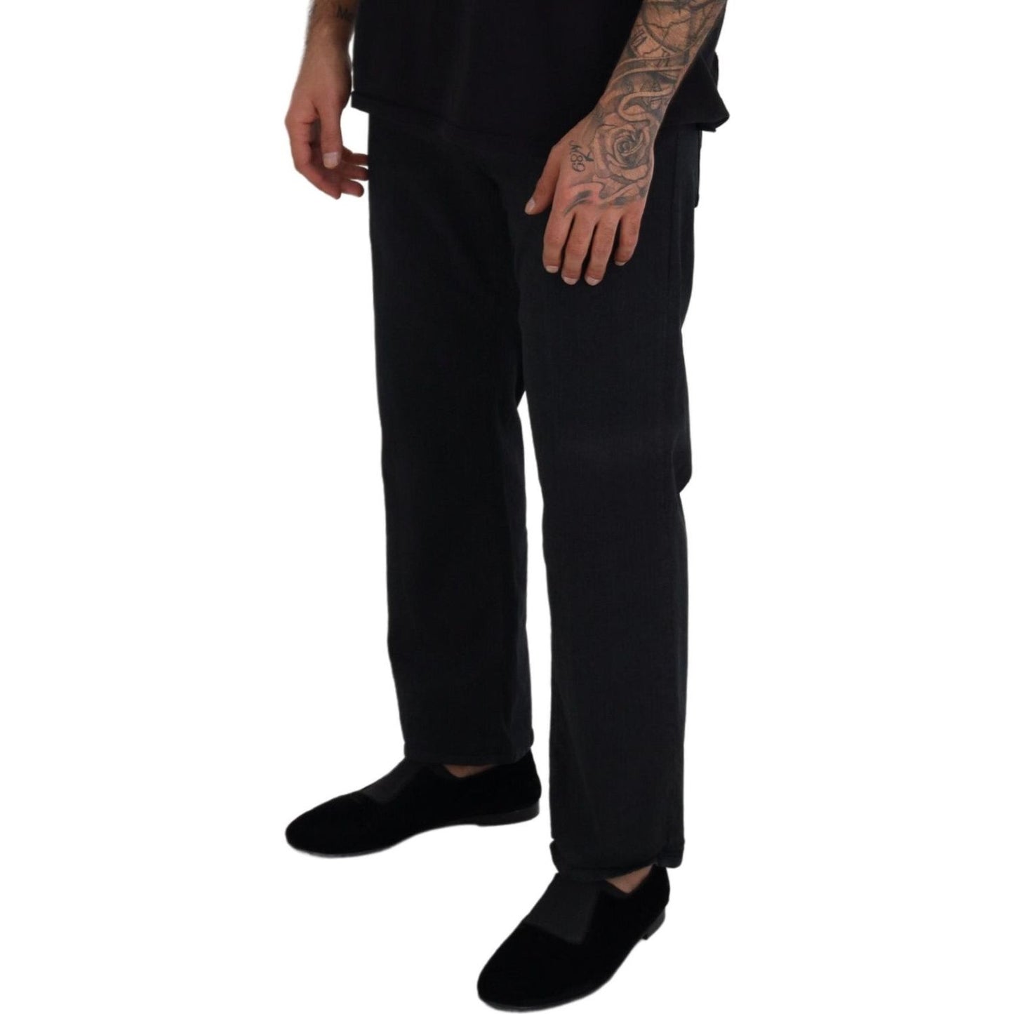 John Galliano Black Cotton Back Buckle Casual Denim Jeans PAN72965-44