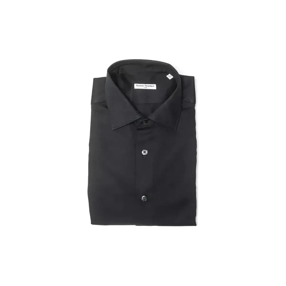 Robert Friedman Black Cotton Men Shirt RO-20360-M