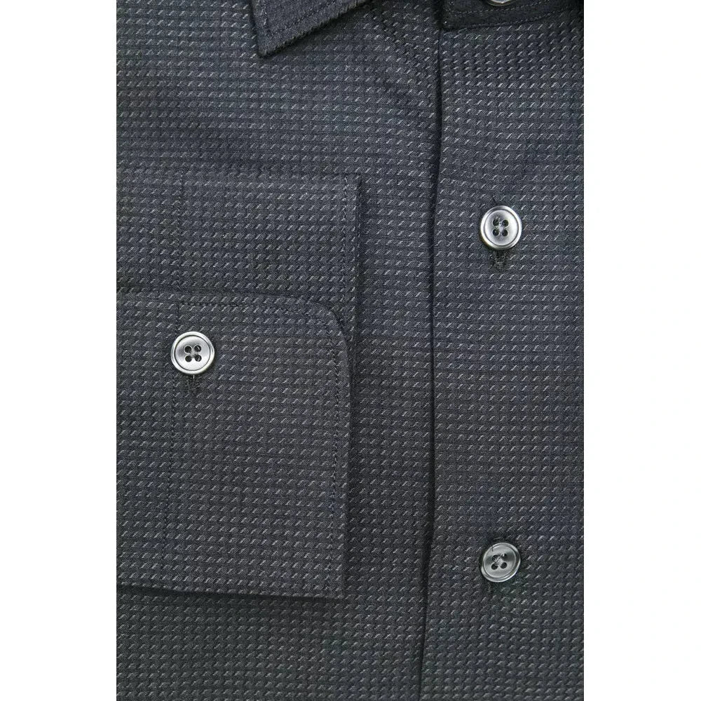 Robert Friedman Black Cotton Men Shirt RO-20386-M