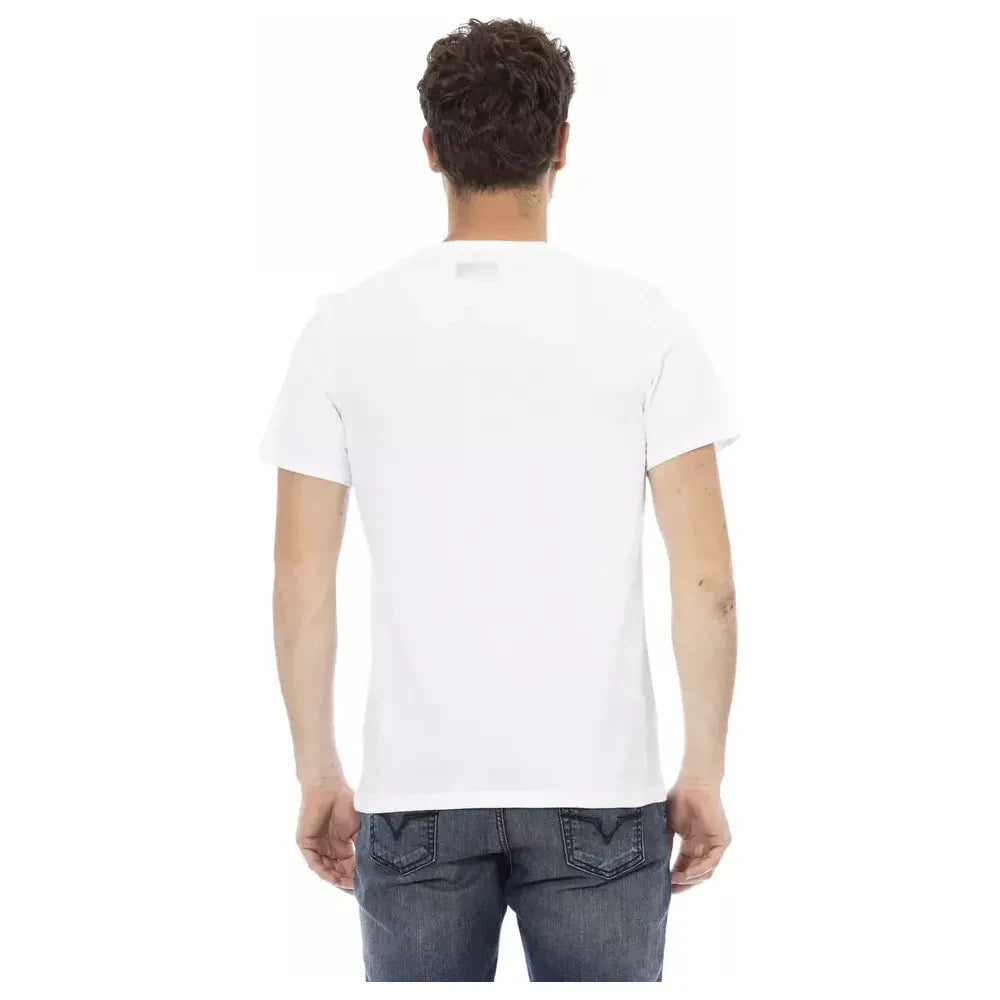 Bikkembergs Elegant White Front Print T-Shirt