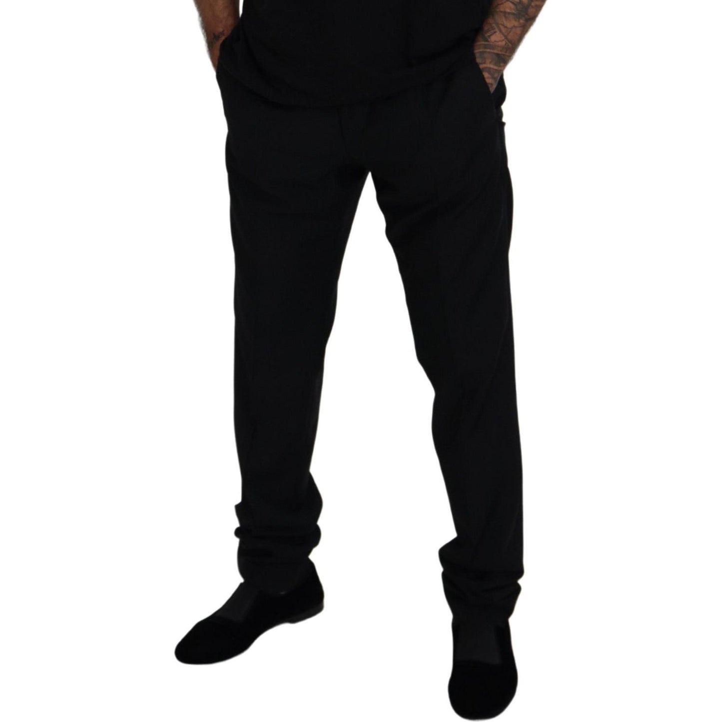 Dolce & Gabbana Black Wool Chino Formal Pants PAN73336 - 54