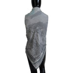 Costume National Gray Print Shawl Foulard Fringes Scarf MS6874