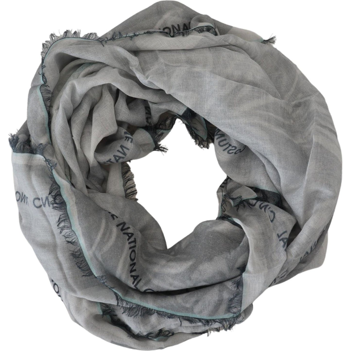 Costume National Gray Print Shawl Foulard Fringes Scarf MS6874