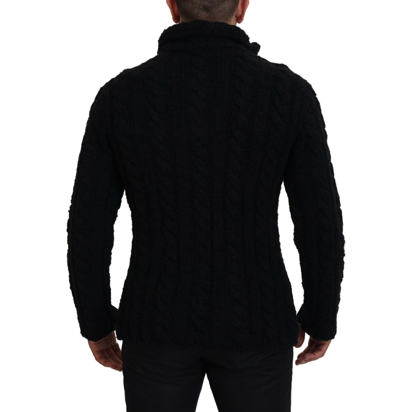 Dolce & Gabbana Black Wool Knit Button Cardigan Sweater TSH83649 - 44