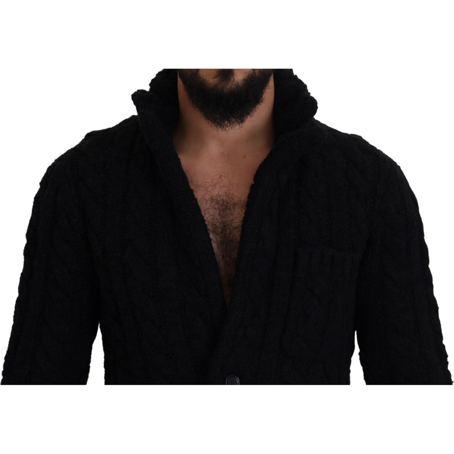 Dolce & Gabbana Black Wool Knit Button Cardigan Sweater TSH83649 - 44