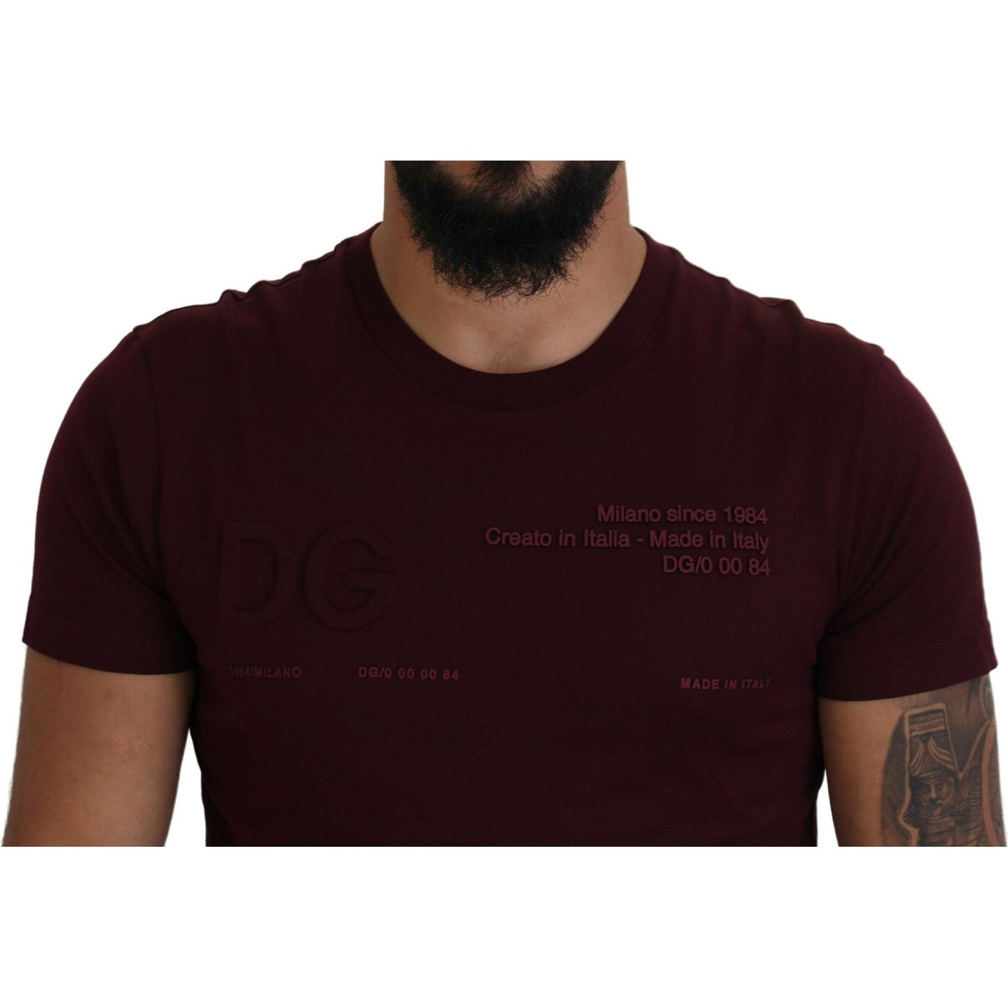 Dolce & Gabbana Maroon Printed Short Sleeves Men T-shirt TSH83682 - 42